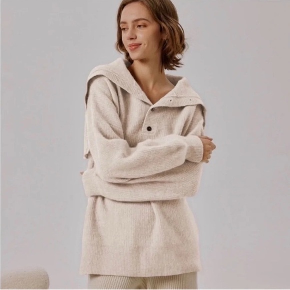 Nap Loungewear Oversized Wool Raccoon Yarn Turtleneck Sweater NWT - Picture 1 of 11